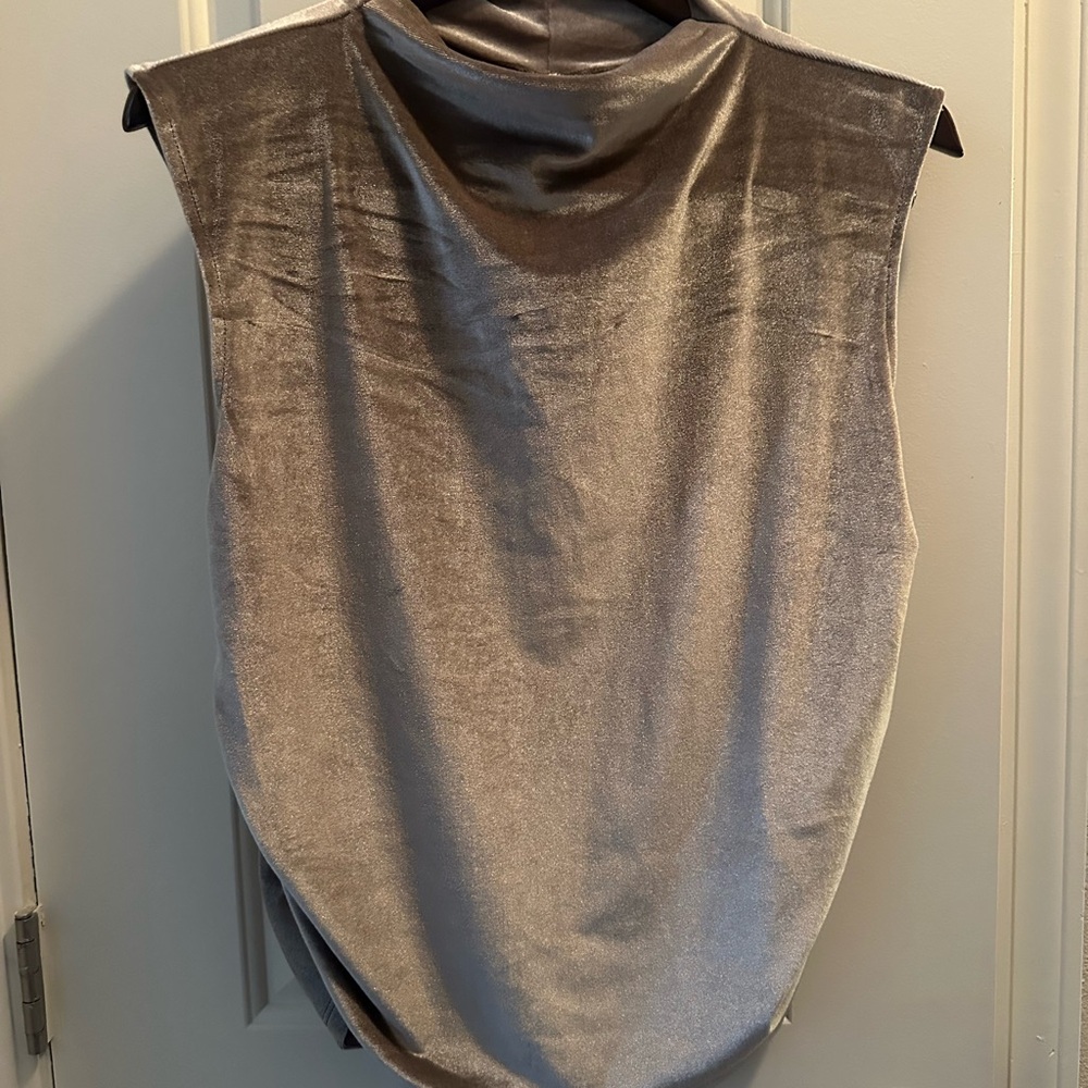 Silver Sleeveless Velvet Top